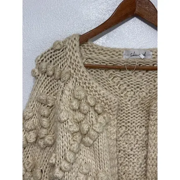 Chicwish NWOT Knit Your Love Bobble Cardigan Sweater M Cream Coquette Soft Girl - Picture 4 of 12